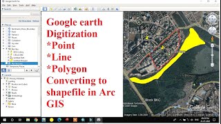 Digitization in Google Earth PointLinePolygon digitization in google Earth KML to Shapefile [upl. by Levania155]