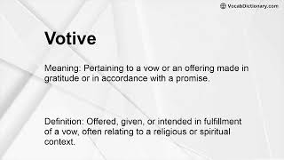 Votive Meaning [upl. by Ontine]