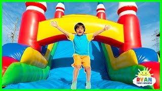 Ryan vs Mommy Bounce House Obstacle Course [upl. by Dorine783]