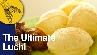 Luchi How to make perfect Luchi  Bengali deep fried puffy bread [upl. by Ahtnama]