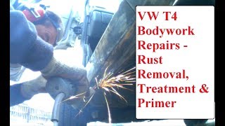 VW T4 Rust Repair amp Bodywork Preparation  Camper Van Rust Removal Before Paint [upl. by Torbart272]