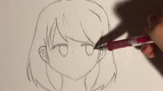 How to draw anime School girl  easy drawing tutorial [upl. by Geraldine]