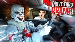 quotITquot CREEPY CLOWN DRIVE THRU PRANK [upl. by Addam]