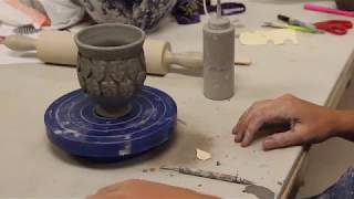 Incising and Applique Design on pottery [upl. by Alidus]