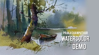 Easy watercolor landscape  watercolor for beginners [upl. by Erlewine]