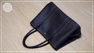 Leather Craft Shopper bag making I free PDF pattern [upl. by Ahsekar]