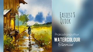 Rainy day  pen with watercolour painting demo by Prakashanputhur [upl. by Ardnu]