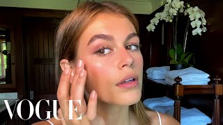 Kaia Gerber’s Guide to Face Sculpting and SunKissed Makeup  Beauty Secrets  Vogue [upl. by Aihsoem770]