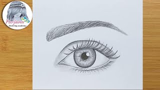 Easy way to draw a realistic eye for Beginners step by step Using only 1 pencil [upl. by Cirala]