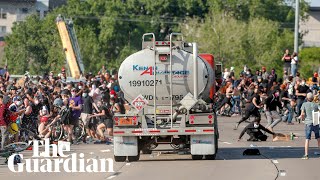 Truck drives into protesters on Minneapolis highway [upl. by Tseng]